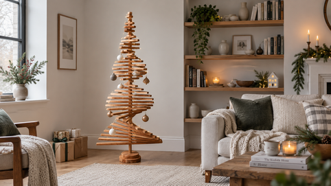How to Style a Wooden Christmas Tree in a Modern Interior