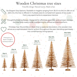 Handmade wooden Christmas tree with rotating branches and natural wood design