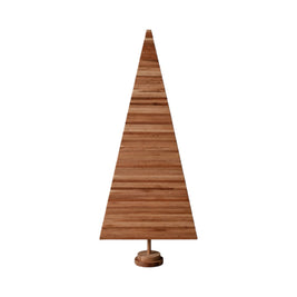 Handmade wooden Christmas tree with rotating branches and natural wood design