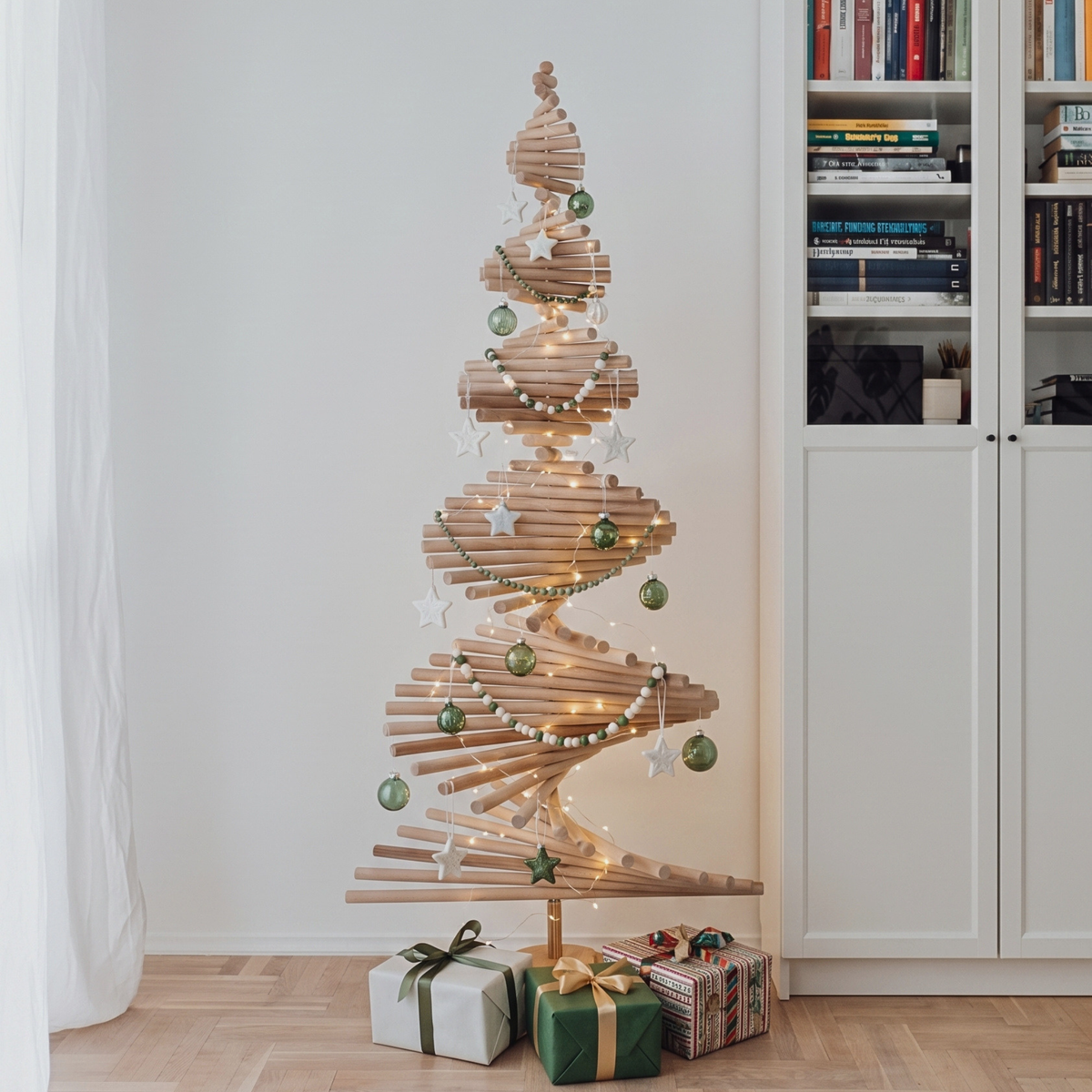 Wooden Christmas Tree – Model B with Round Beech Rods