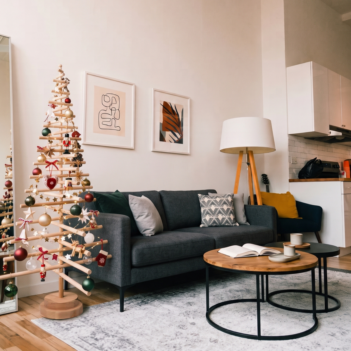 Wooden Christmas Tree – Model D with Beech Rods & Cylindrical Inserts
