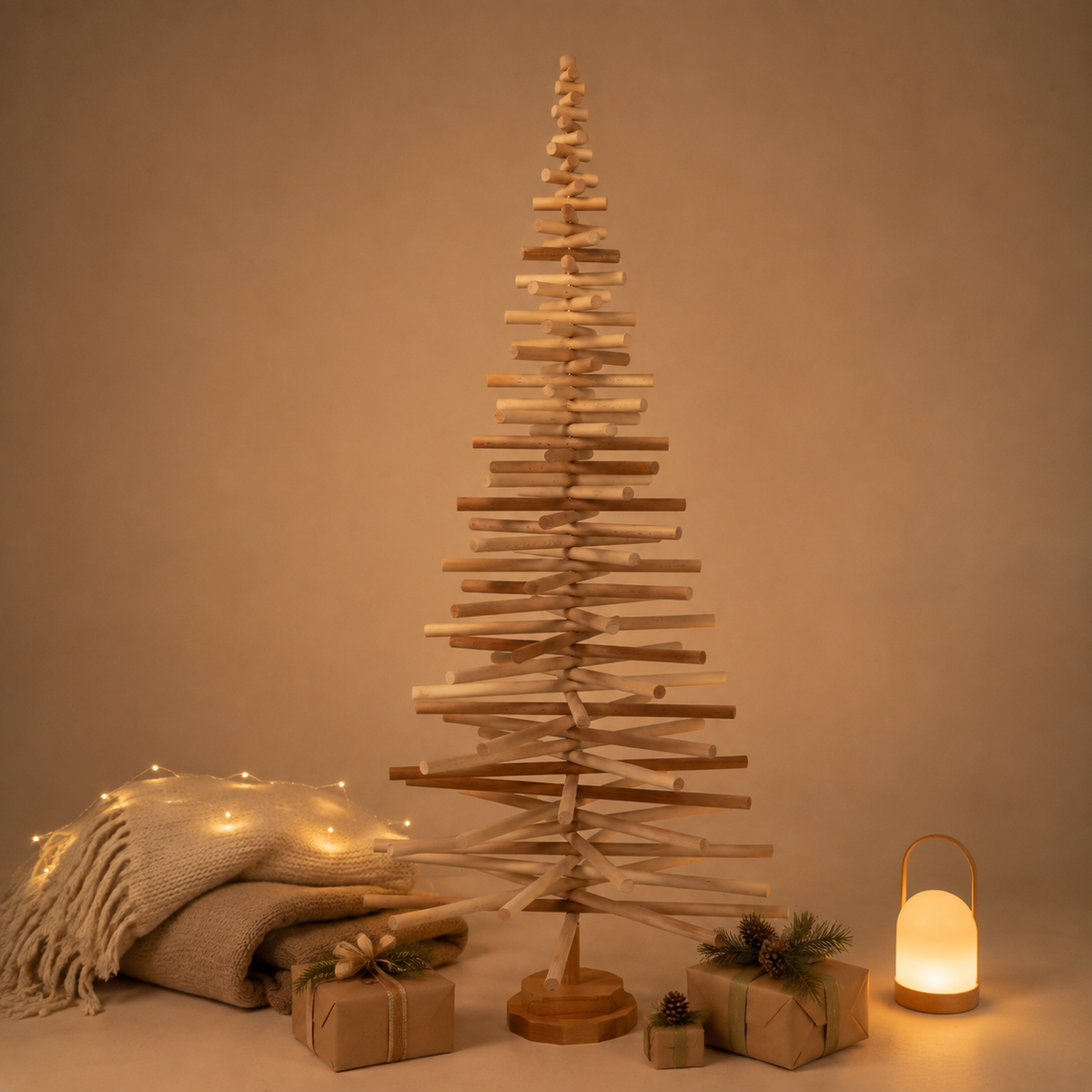 Wooden Christmas Tree – Model B with Round Beech Rods