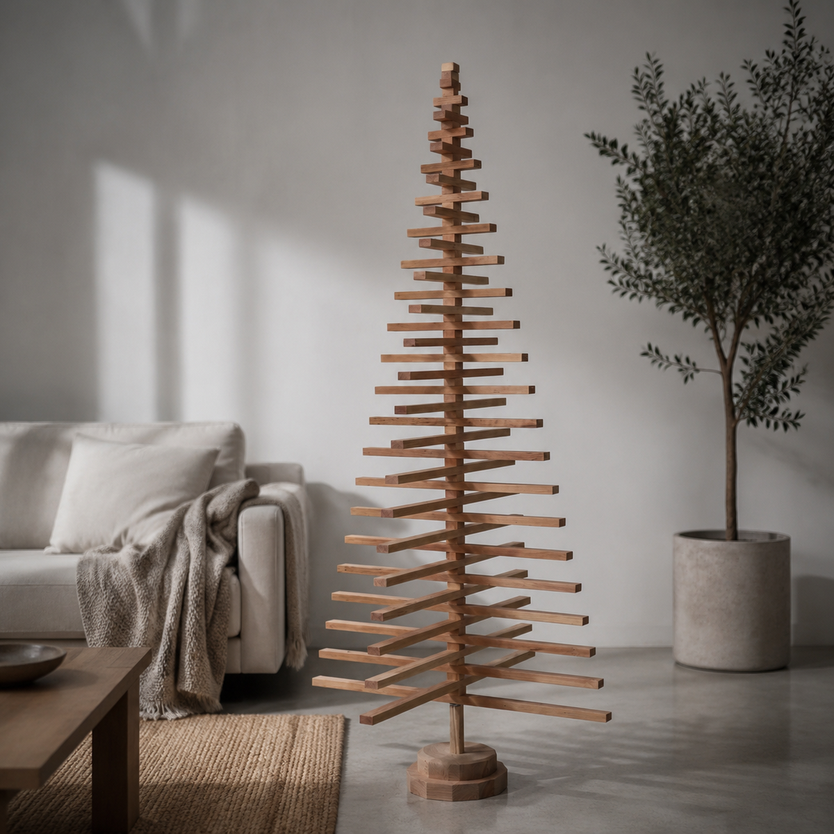 Wooden Christmas Tree – Model C with Alder Slats & Square Inserts