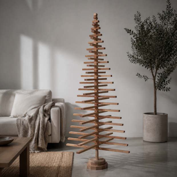 Wooden Christmas Tree – Model C with Alder Slats & Square Inserts
